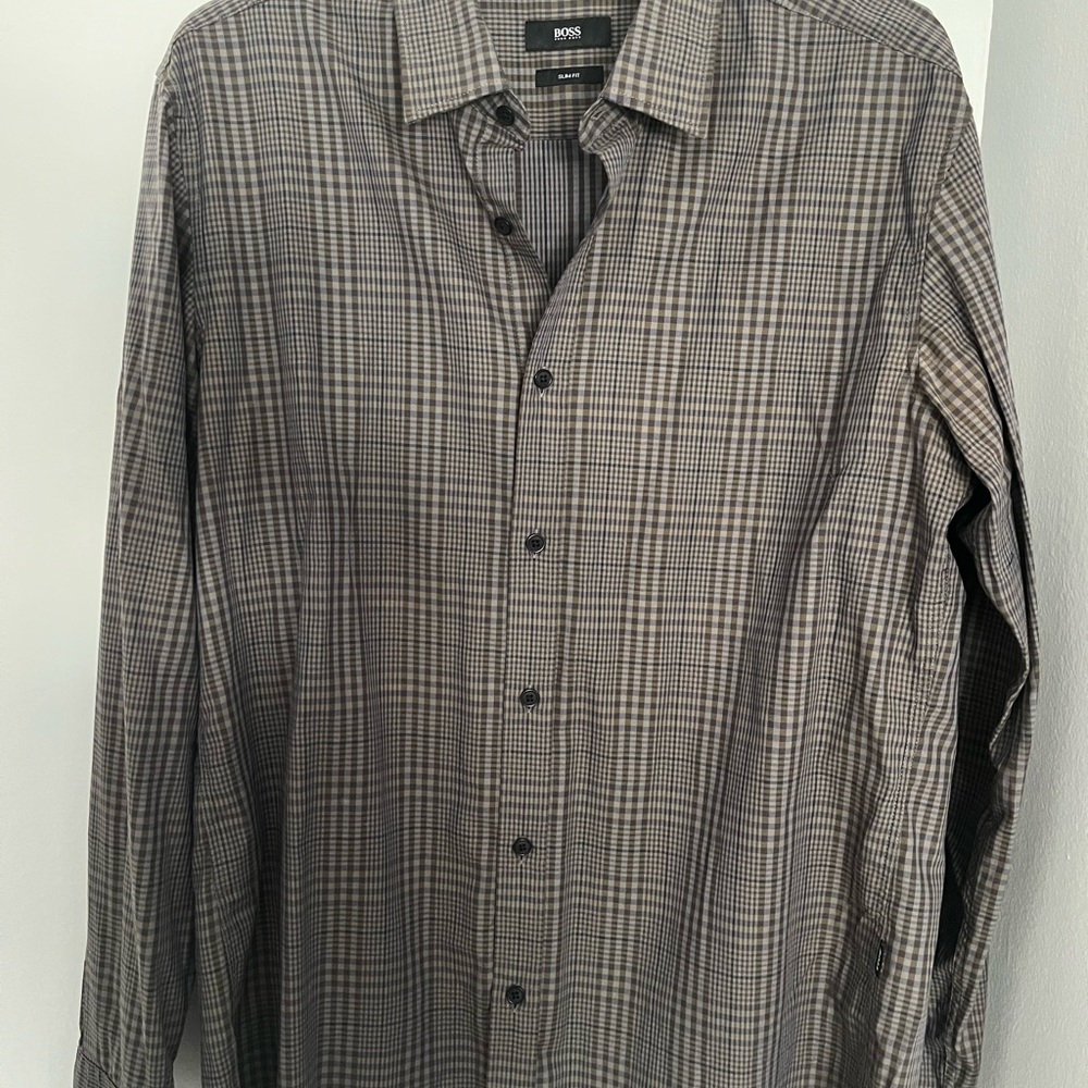 Boss Gray Casual Button Down Shirt